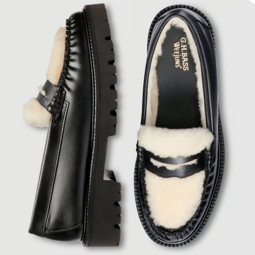G.H. Bass & Co. Black and Cream Loafers